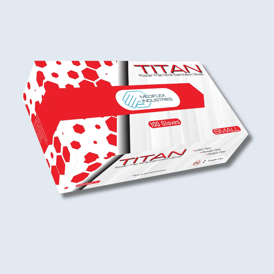 Titan powder free blue nitrile gloves box with 100 small gloves for medical use