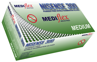Nisense 300 Powder Free Long Cuff Nitrile Gloves - Mediflex Industries