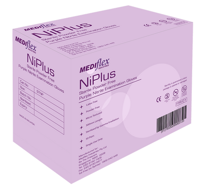Ni Plus Sterile Purple Nitrile Examination Gloves - Mediflex Industries