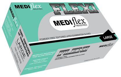 Flexi large latex gloves powder free textured examination gloves box with 100 gloves