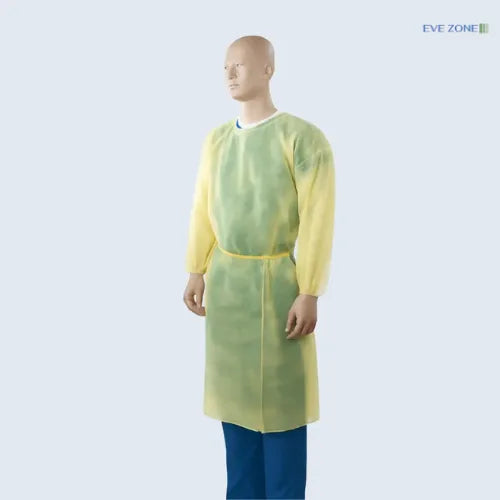 Yellow ISO gown disposable Mediflex carton 100 for healthcare and infection control use
