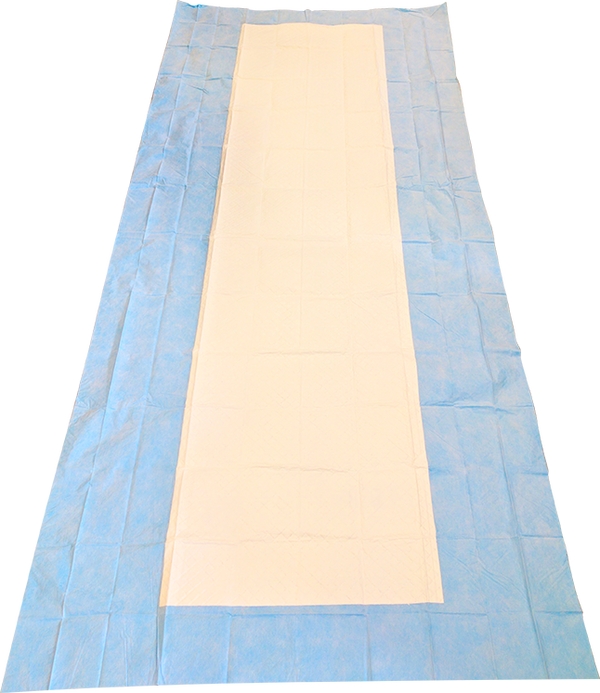 Mediflex disposable underpad for healthcare with blue waterproof backing and white absorbent center
