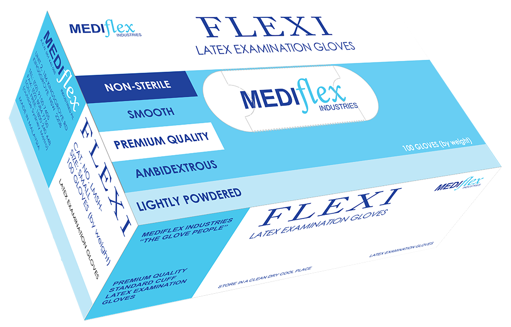 Flexi Lightly Powdered Latex Gloves - Mediflex Industries