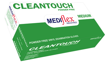 Cleantouch powder free vinyl gloves medium size box by Mediflex Industries for examination use