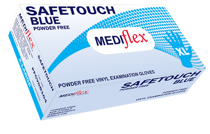 Safetouch Blue PF powder free vinyl examination gloves blue in extra large size box