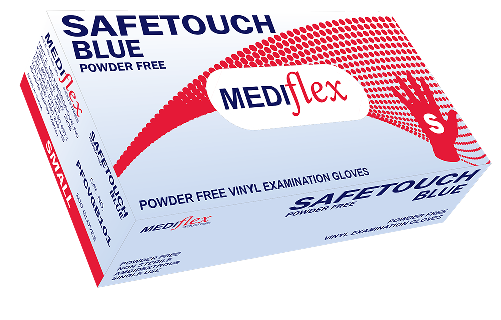 Safetouch Powder Free Blue Vinyl Examination Gloves - Mediflex Industries