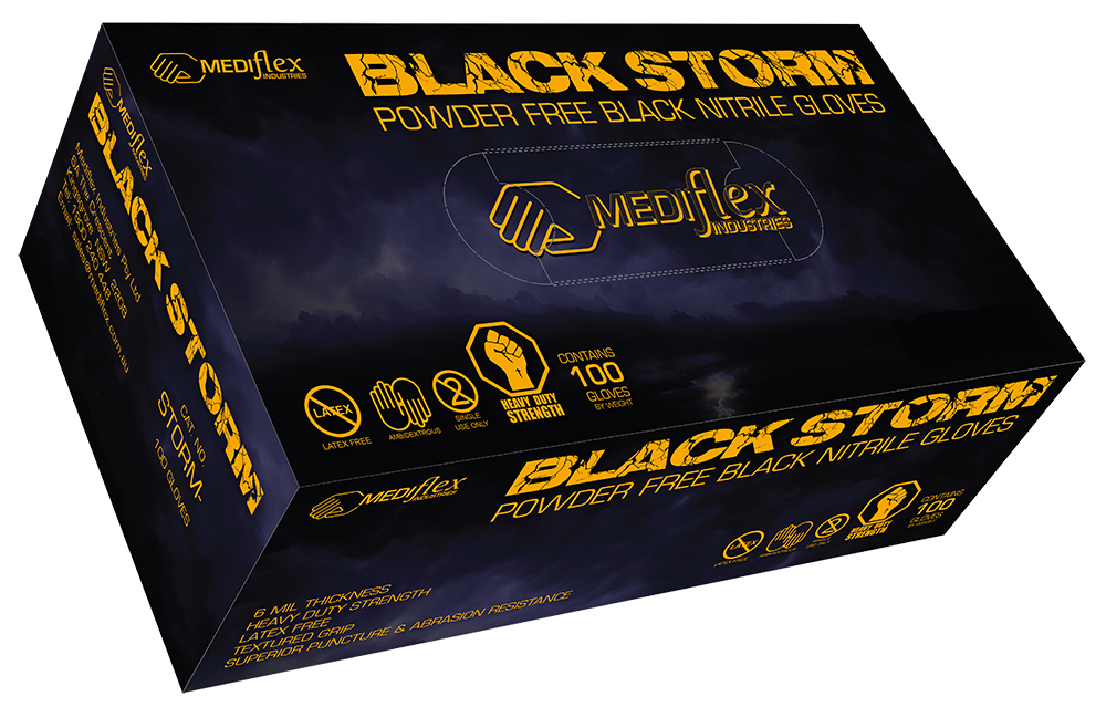 Image of Black Storm Powder Free Black Nitrile Gloves - Mediflex Industries