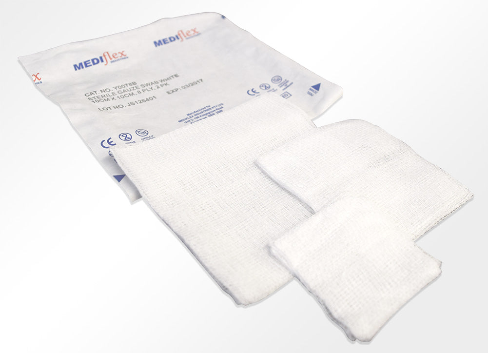 Sterile White Gauze Swabs - Mediflex Industries